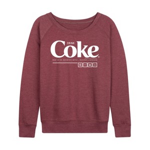 Women's - Coca-Cola - Drink Coke Enjoy Lightweight French Terry Wide Neck Long Sleeve Shirt - 1 of 4