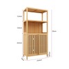 VANIRROR Bamboo Buffet Storage Cabinet, Freestanding Sideboard Cabinet With Slatted Door For Bathroom, Living Room, Bedroom, Hallway, Natural Color - 2 of 4