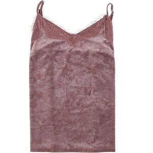 I.N.C International Concepts Womens Velvet & Lace Cami Tank Top, Pink, Large - 1 of 1