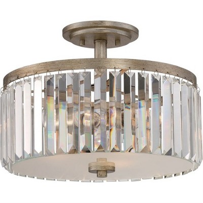 Vintage Gold Mirage Crystal Semi-Flush Mount Light