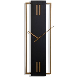 Mid-Century Metal Wall Clock Black - StyleCraft: Iron Analog Display, Indoor Decorative Timepiece - 1 of 3