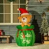 HOMCOM 4.5 ft. Christmas Inflatable Bear In Santa Claus Toy Bag, Outdoor Blow-Up Holiday Yard Decoration with LED Lights Display - 3 of 4