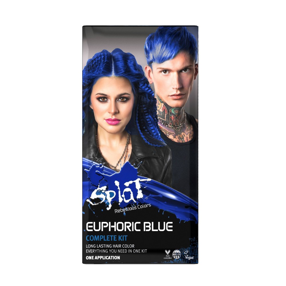 Photos - Hair Dye SPLAT Complete Kit Semi Permanent Hair Color - Euphoric Blue - 7.15 fl oz 