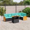 vidaXL 7 Piece Patio Sofa Set with Cushions - Black Poly Rattan - 2 of 4
