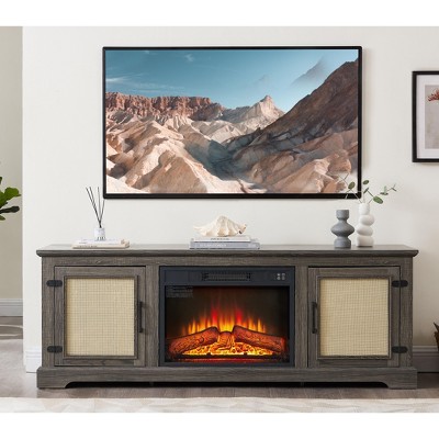 NicBex TV Stand Entertainment Center Fireplace TV Stand with Adjustable Shelf Wood for TVs up to 70 Inches