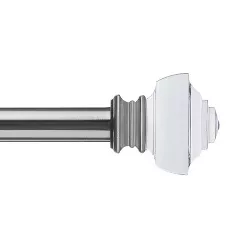 Decorative Drapery Curtain Rod with Crystal Square Finials Brushed Nickel - Lumi Home Furnishings