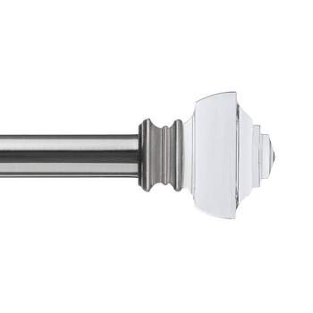 Decorative Drapery Curtain Rod with Crystal Square Finials Brushed Nickel - Lumi Home Furnishings