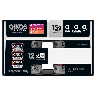 Oikos Triple Zero Greek Yogurt - 12ct