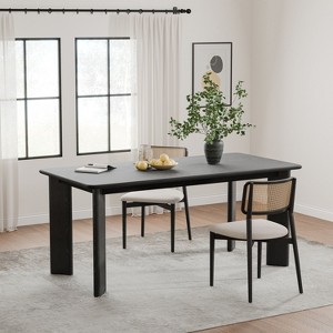 PexFix 67" x 33.5" Black Solid Wood Farmhouse Dining Table Square Wood Top for Modern Dining Rooms & Family Gatherings - 1 of 4
