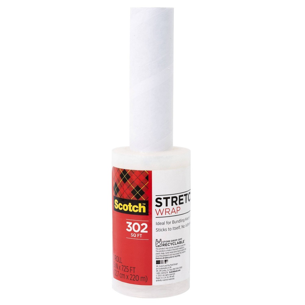 Scotch 5"x725 sq ft Plastic Stretch Film Wrap Roll