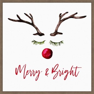 Amanti Art Reindeer Merry and Bright by Amanti Art Portfolio Canvas Wall Art Print Framed 22-in. W x 22-in. H. - 1 of 4