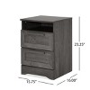 INFURNIC Nightstands Rustic 2 Drawer Nightstand with Top Shelf and Faux Wood Finish for Bedroom Storage, Brown, 15.8"*15.95"*23.25" - 2 of 4