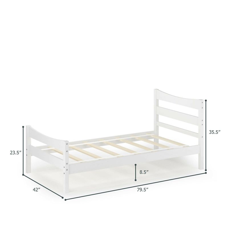 Costway Twin Size Platform Bed Frame Foundation w/Headboard &Wood Slat Support, 3 of 9