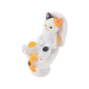 Unique Bargains Decorative Magnets Magnetic Fridge Sticker Irregular Shape Cat in Lying Toilet Pose Synthetic Resin 1Pc - 1 of 3