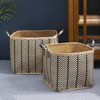 SEVOBAL Laundry Bags and Baskets Square Palm Leaf Woven Wicker Storage Basket with Handles for Clothes Picnic and Home Decoration, Brown, 16"*16"*17" - 2 of 4