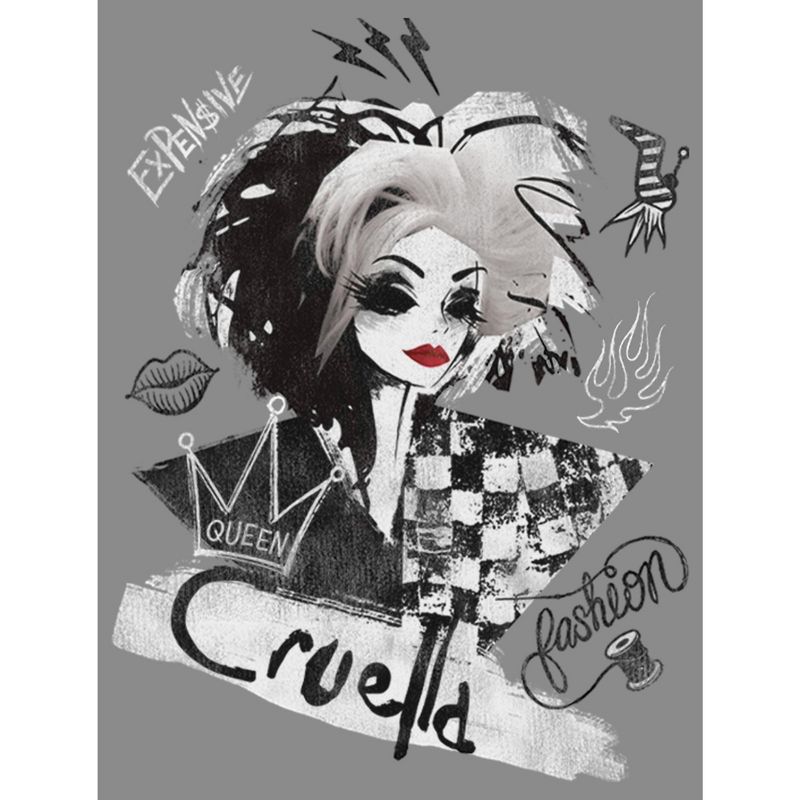 Juniors Womens Cruella Fashion Sketch Cowl Neck Sweatshirt, 2 of 5