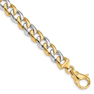 Black Bow Jewelry 9.25mm 14K Two Tone Gold Solid Classic Curb Chain Bracelet, 8 Inch - 1 of 3