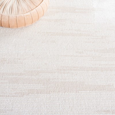 Ivory Beige Hand-Knotted Synthetic Area Rug 5'3" x 7'6"
