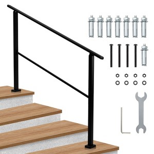 Handrails for Outside Stairs, Metal Stair Railing with Installation Kit Fits 3 to 5 Steps, Exterior Hand Rails for Seniors,Porch & Deck - 1 of 4