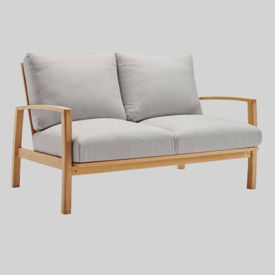 Orlean Outdoor Patio Eucalyptus Wood Loveseat Natural Light Gray - Modway