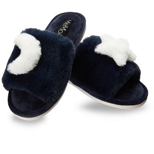 Memoi Women's Star and Moon Plush Slippers - 1 of 3