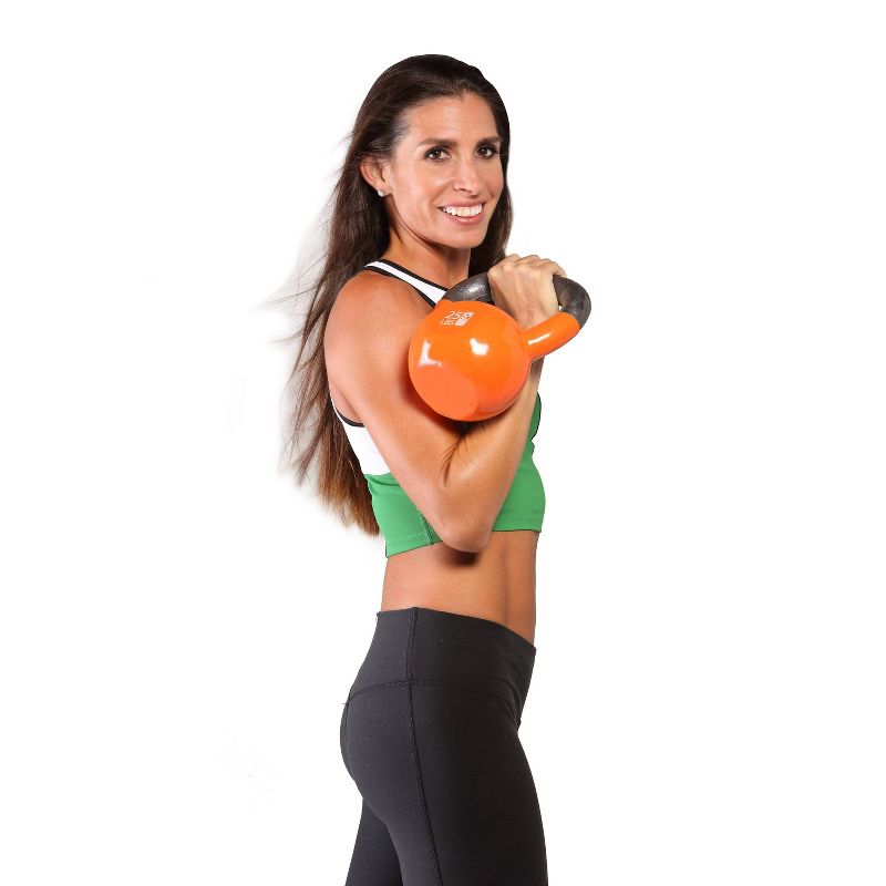 GoFit Classic PVC Kettlebell with DVD and Training Manual - Orange 25lbs, 6 of 9