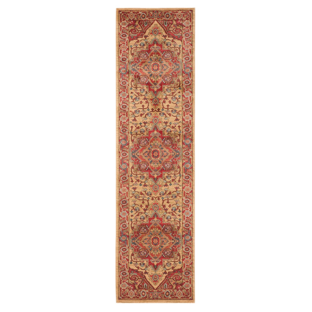  Runner Red/Natural Floral Loomed