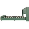 CAVINAS Queen Bed Frame with Solid Wood Slats,Leather Bed Frame with Wingback Headboard,Sturdy Platform Bed with Wavy Footboard - 4 of 4