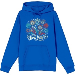 Happy New Year Vector Fireworks Adult Long Sleeve Hoodie - 1 of 2