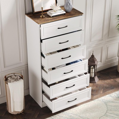 6 Drawer Tall Dresser Organizer with Charging Station