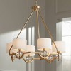 Stiffel Warm Brass Chandelier 32" Wide Modern Clear Crystal Off White Drum Shade 6-Light Fixture for Dining Room House Kitchen - 2 of 4