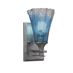 Toltec Lighting Uptowne 1 - Light Sconce in  Aged Silver with 5.5" Fluted Teal Crystal  Shade - 1 of 1