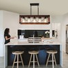 DOMETOUR 32'' Red Wood Farmhouse 5-Light Rectangle Pendant Chandelier for Dining Room, Kitchen Island, Cafe Decor (No Bulbs) - 2 of 4
