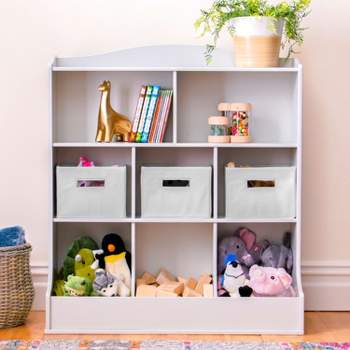Guidecraft Kids' Toy Storage Organizer: Children's Wooden Bedroom Shelf, Cubby Organizer and Playroom Bookshelf with Open Toy Chest