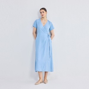 Reistor Womens Maxi Wrap Dress in Light Blue - 1 of 4