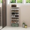 Tangkula 7-Tier Double Rows Shoe Rack Vertical Wooden Shoe Storage Organizer Rustic Brown/White - 3 of 4