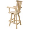 PDTEND Rustic Fir Wood ConstructionBar Stool with Footrest and Wide Armrest, Tall Bistro Chair in Light brown - 4 of 4