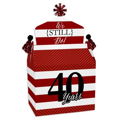 Big Dot of Happiness We Still Do - 40th Wedding Anniversary - Treat Box Party Favors - Anniversary Party Goodie Gable Boxes - Set of 12