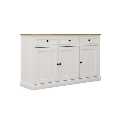 Sevobal Utility Storage Cabinets, Closed Cabinet with Doors and Internal Shelves for Living Room Kitchen Hallway, White, 53.14"*13.81"*31.49"