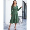 Coolmee Women's Bohemian Dress Casual Long Sleeve V Neck Dress Floral Flowy Maxi Dresses Tiered Cocktail Dress - 3 of 4