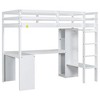 NicBex Twin Size Loft Bed with L-Shaped Desk Wooden Bed Frame with Wardrobe, Shelves, Ladder and Full Length Guardrail, No Box Spring Required - 3 of 4