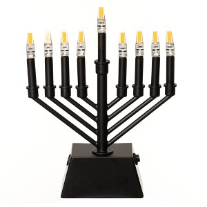 Vintiquewise Wall Mount 9-Branch Hanukkah Menorah with LED Candles Illuminated Display Contemporary Decorative Accent - 1 of 4