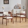 Modern PU Upholstered Dining Chairs Set of 2,Dining Chair with Rubber Wood Frame,Wooden Arm Chairs for Kitchen or Dining Room-Coolbibila - 2 of 4