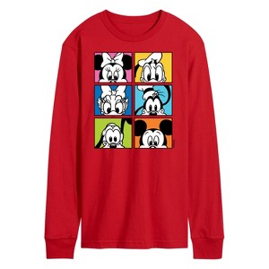 Men's - Disney - Mickey Friends Grid Long Sleeve Graphic T-Shirt - 1 of 3