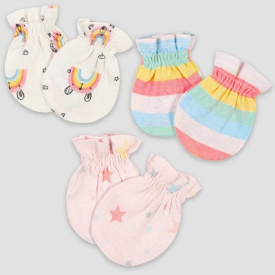 Gerber Baby Girls' 3pk Rainbow Mittens - Pink