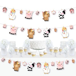 Big Dot of Happiness Girl Farm Animals - Pink Barnyard Baby Shower or Birthday Party DIY Decorations - Clothespin Garland Banner - 44 Pieces - 1 of 4