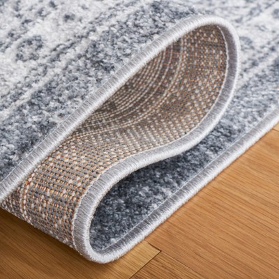 Abstract Gray Synthetic 4' x 6' Hand-Knotted Area Rug