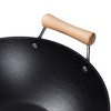 Joyce Chen Professional Series 14-Inch Preseasoned Cast Iron Flat Bottom Wok with Maple Handle - 3 of 4