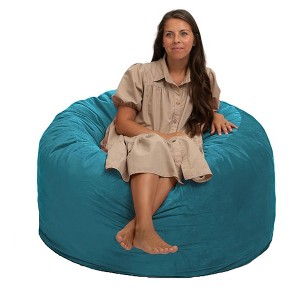 Ultimate Sack 4ft Bean Bag Chair, Oversized Comfortable Indoor Floor Lounger, Giant Foam-Filled Furniture for Relaxing, Teal Suede - 1 of 4