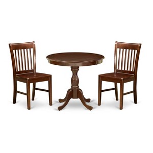 3-Piece Mahogany Finish Solid Wood Top - Dining Room Set - Seats 4 - 1 of 4
